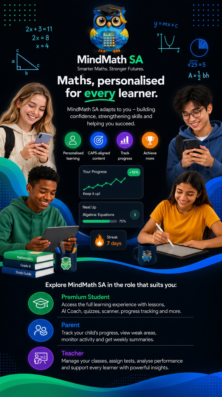 MindMath SA learners using mobile devices and studying mathematics
